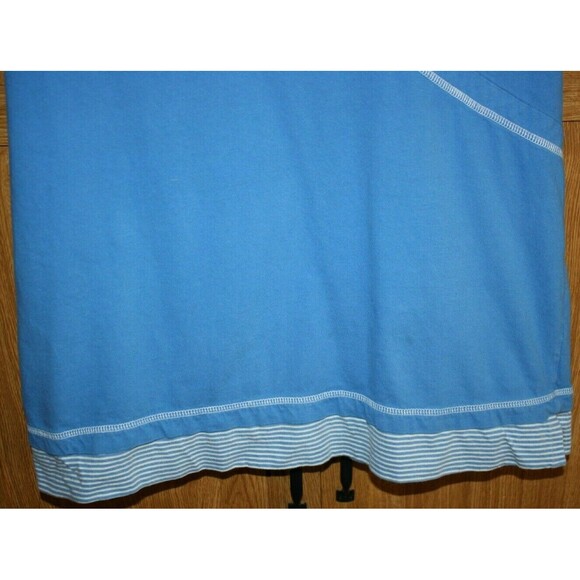 Women's Blue Knit Top All American Comfort V Neck Inset SZ L Pullover GUC - Picture 3 of 4